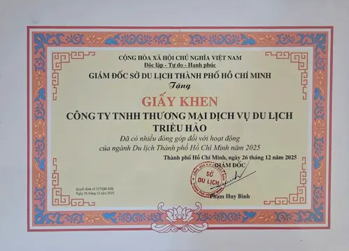 VINH DANH & TỰ HÀO – DU LỊCH TRIỀU HẢO ĐƯỢC SỞ DU LỊCH TP.HCM KHEN THƯỞNG NĂM 2025
